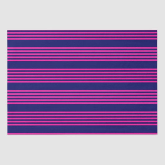 Fuchsia and navy blue vijf strepen patroon tissuepapier (Voorkant)