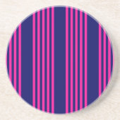 Fuchsia and navy blue vijf strepen patroon zandsteen onderzetter (Voorkant)