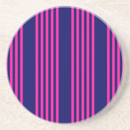 Fuchsia and navy blue vijf strepen patroon zandsteen onderzetter (Voorkant)