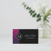Fuchsia and Paars Damask Pattern Visitekaartje (Staand voorkant)