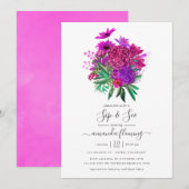 Fuchsia and Paars Shabby Floral Sip and See Kaart (Voorkant / Achterkant)