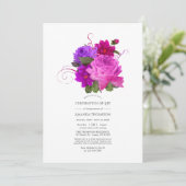 Fuchsia and Paarse Shabby Celebration of Life Kaart (Staand voorkant)