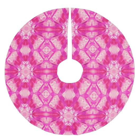 Fuchsia and Pastel Pink Tie Dye Pattern Kerstboom Rok (Voorkant)