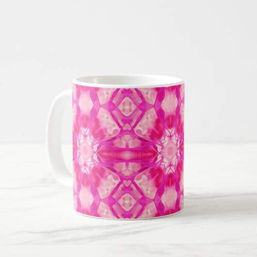 Fuchsia and Pastel Pink Tie Dye Pattern Koffiemok (Voorkant links)
