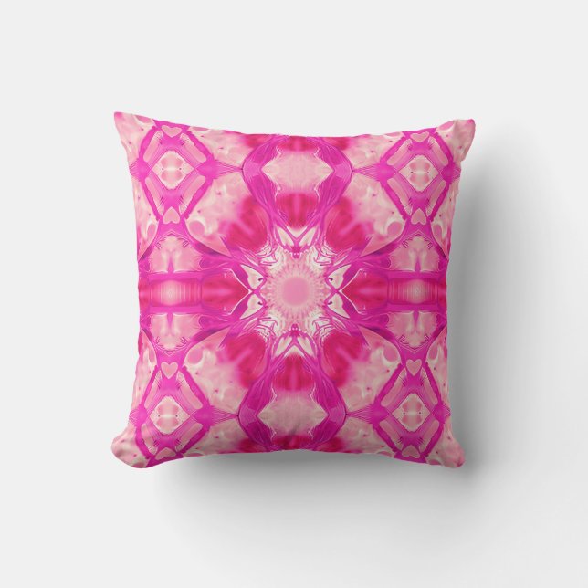 Fuchsia and Pastel Pink Tie Dye Pattern Kussen (Voorkant)