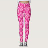 Fuchsia and Pastel Pink Tie Dye Pattern Leggings (Voorkant)