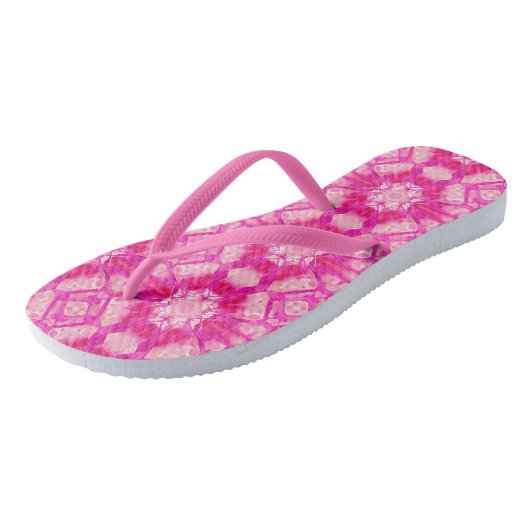 Fuchsia and Pastel Pink Tie Dye Pattern Teenslippers (Schuin)