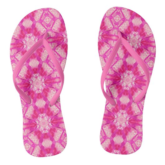 Fuchsia and Pastel Pink Tie Dye Pattern Teenslippers (Voetbed)