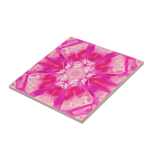 Fuchsia and Pastel Pink Tie Dye Pattern Tegeltje (Zijkant)