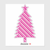 Fuchsia and Pink Snoep Striped kerstboom Sticker (Vel)