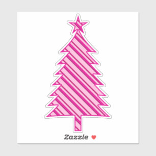Fuchsia and Pink Snoep Striped kerstboom Sticker