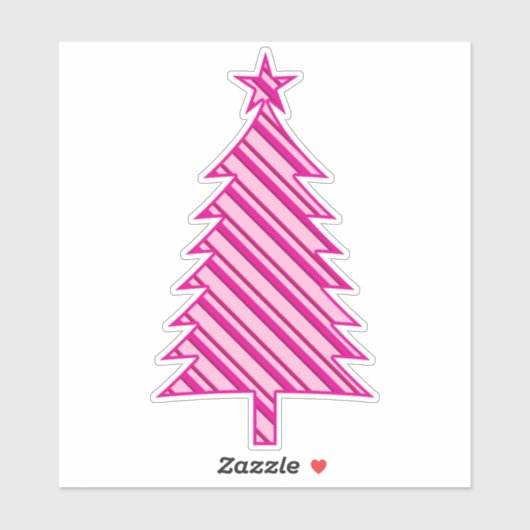 Fuchsia and Pink Snoep Striped kerstboom Sticker (Vel)