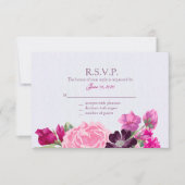 Fuchsia and Plum Floral, Responskaarten RSVP Kaartje (Voorkant)