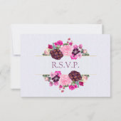 Fuchsia and Plum Floral, Responskaarten RSVP Kaartje (Achterkant)