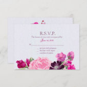 Fuchsia and Plum Floral, Responskaarten RSVP Kaartje (Voorkant / Achterkant)