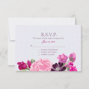 Fuchsia and Plum Floral, Responskaarten RSVP Kaartje