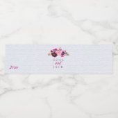 Fuchsia and Plum Floral Waterfles Etiket (Enkel label)