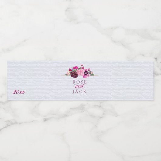Fuchsia and Plum Floral Waterfles Etiket (Enkel label)