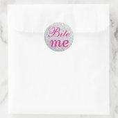 Fuchsia and Silver Bite Me Sticker (Tas)
