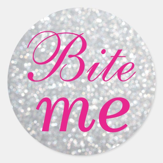 Fuchsia and Silver Bite Me Sticker (Voorkant)