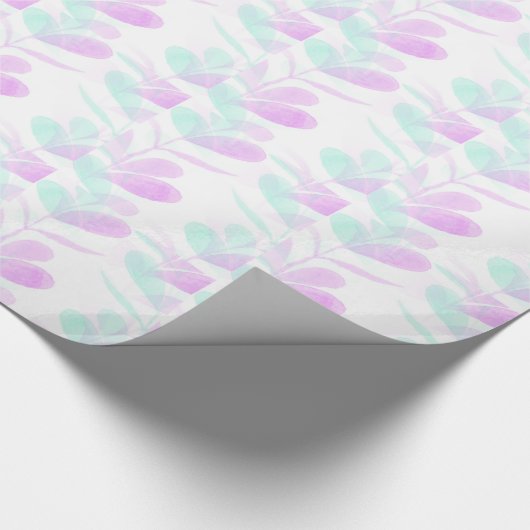Fuchsia and Turoquoise Leaves Wrapping Paper Cadeaupapier (Hoek)