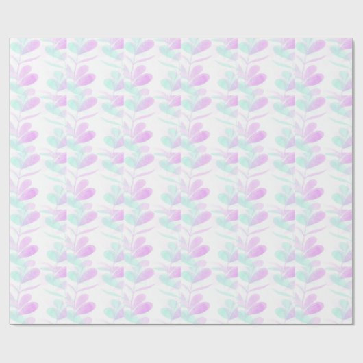 Fuchsia and Turoquoise Leaves Wrapping Paper Cadeaupapier (Vlak)
