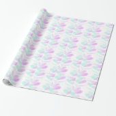 Fuchsia and Turoquoise Leaves Wrapping Paper Cadeaupapier (Uitgerold)