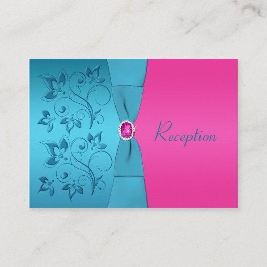 Fuchsia and Turquoise Reception Enclosure Card Informatiekaartje (Voorkant)