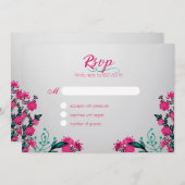 Fuchsia and Turquoise Wedding Rsvp Kaart (Voorkant / Achterkant)