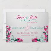 Fuchsia and Turquoise Wedding Save the date (Voorkant)