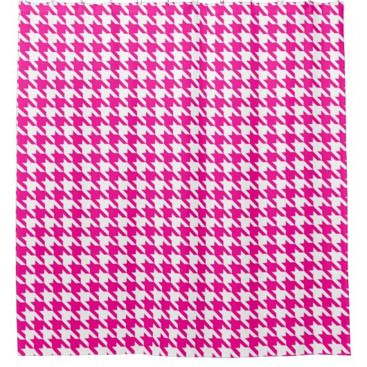 Fuchsia and White Houndstooth Pattern Douchegordijn (Voorkant)