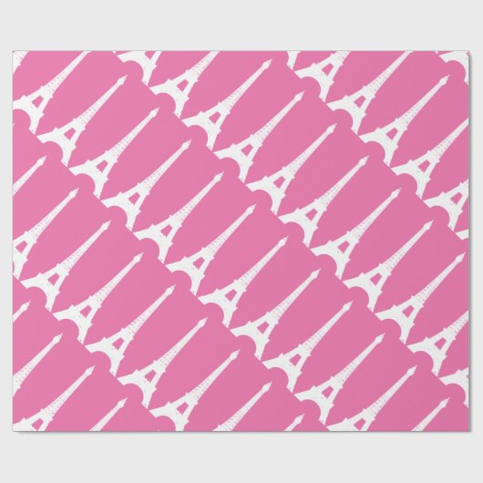 Fuchsia and White Paris wrapping Paper Cadeaupapier (Vlak)