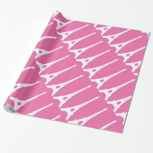 Fuchsia and White Paris wrapping Paper Cadeaupapier (Uitgerold)