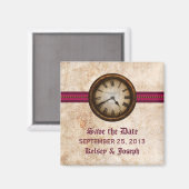 Fuchsia Antiek Clock Save the Date Magnet (Voorkant / Achterkant)