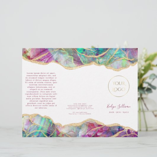 Fuchsia aquamarijn opaal design brochure (Staand voorkant)