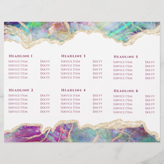 Fuchsia aquamarijn opaal design brochure (Achterkant)