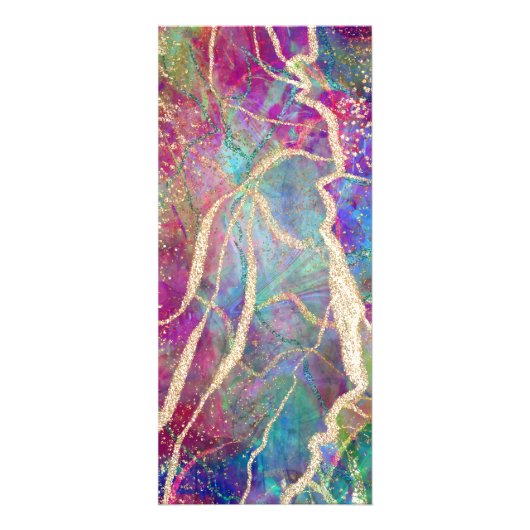 Fuchsia aquamarijn opaal design prijslijst reclamekaart (Achterkant)