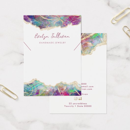 Fuchsia aquamarijn opaal ketting display kaart (Kantoor)