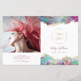 Fuchsia aquamarijn opaal ontwerp bifold brochure