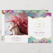 Fuchsia aquamarijn opaal ontwerp bifold brochure (Voorkant / Achterkant)