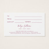 Fuchsia aquamarijn opaal ontwerp cadeaubon visitekaartje (Achterkant)