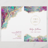 Fuchsia aquamarijn opaal service menu brochure (Voorkant)