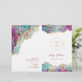 Fuchsia aquamarijn opaal service menu brochure (Staand voorkant)