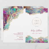 Fuchsia aquamarijn opaal service menu brochure (Voorkant / Achterkant)