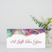 Fuchsia aquamarijn opal ontwerp cadeaubon (Staand voorkant)