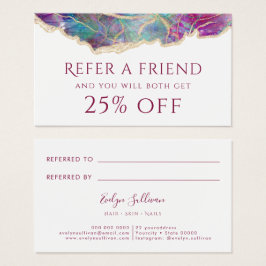 Fuchsia aquamarine opaal ontwerp verwijzingskaart visitekaartje