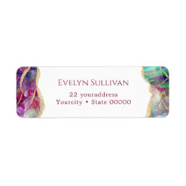 Fuchsia aquamarine opaal retour adreslabel etiket