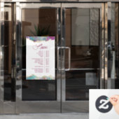 Fuchsia Aquamarine Opal Design Diensten Menu Raamsticker (Kantoordeur)