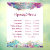 Fuchsia Aquamarine Opal Design Openingstijden Raamsticker (Vel 3)
