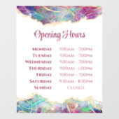 Fuchsia Aquamarine Opal Design Openingstijden Raamsticker (Vel)